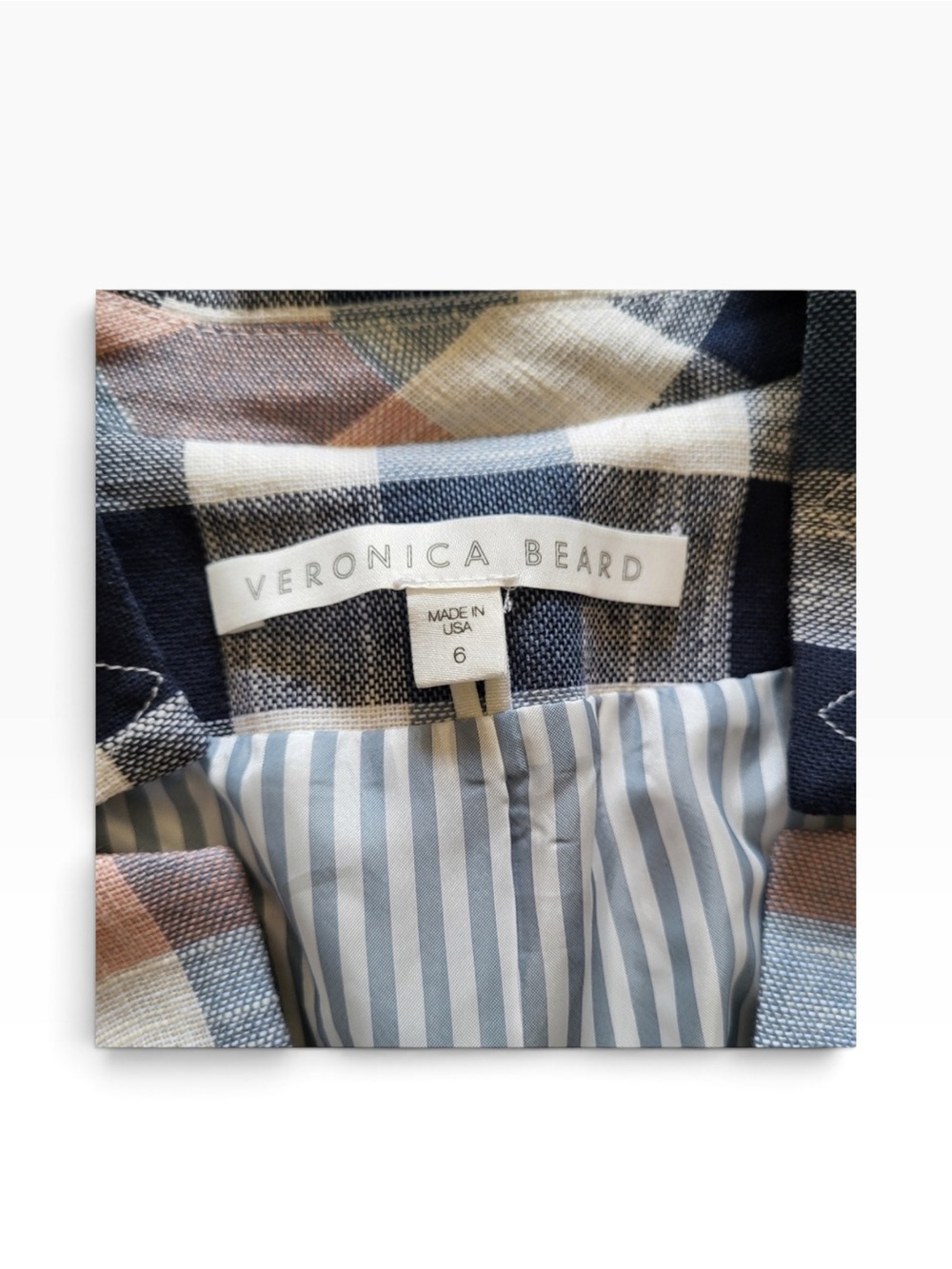 Veronica Beard Plaid Dickey Blazer SZ 6 Navy, Blush, Cream EUC - Picture 2 of 9
